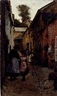 Stanhope Alexander Forbes Canvas Paintings - A Street in Newlyn